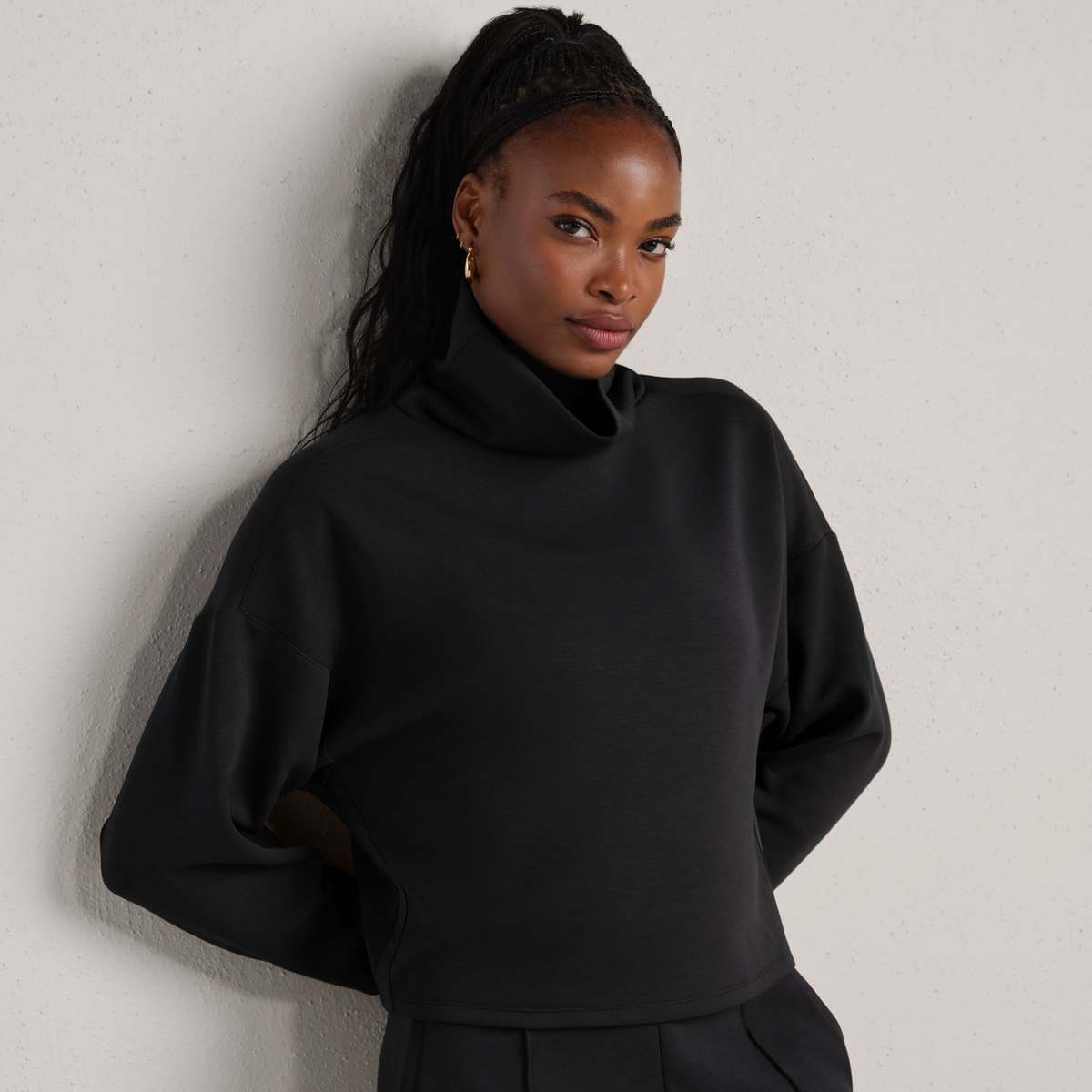Rhone Womens Dreamglow Mock Neck in Pure Black Heather-Pure Black Heather