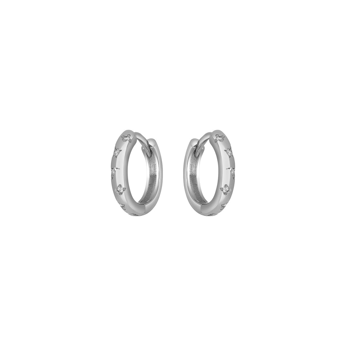 Fyb Jewelry Womens Astra Huggies in Silver