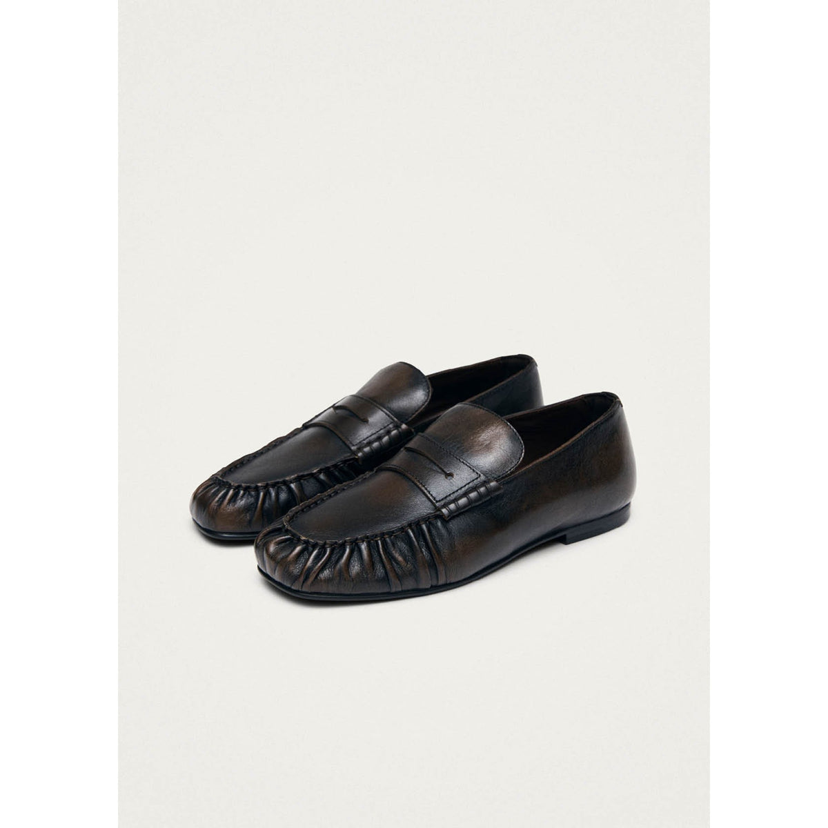 Alohas Womens Aven -Vintage Effect Brown Leather Loafers