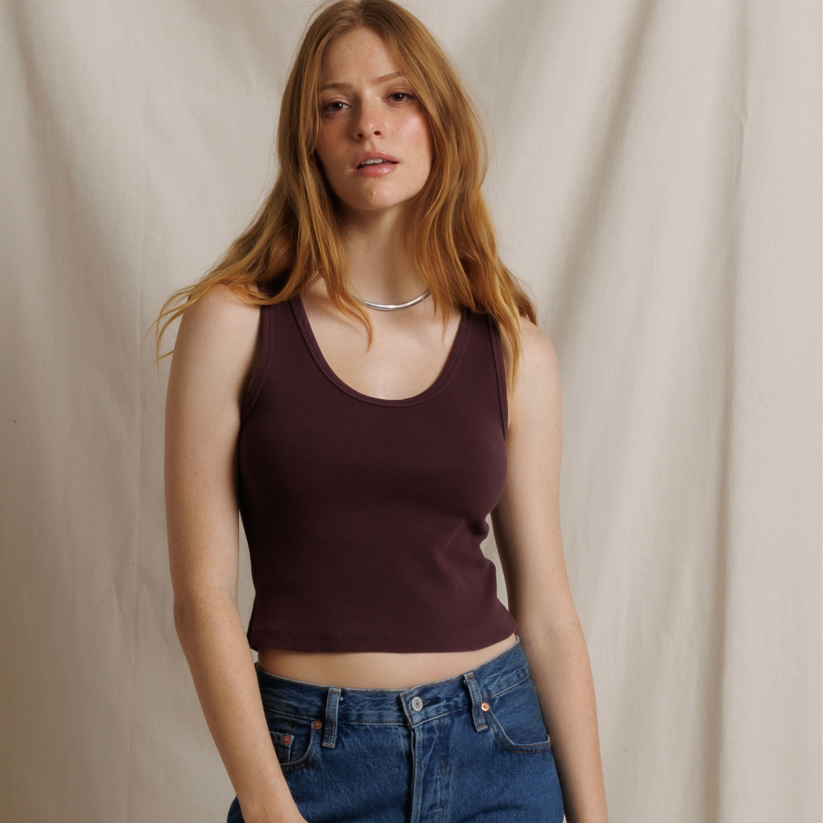 Perfect White Tee Womens Blondie Tank-Cherry Lacquer