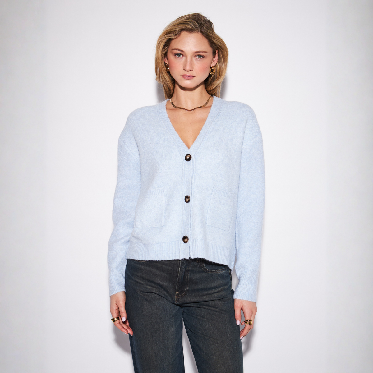 John And Jenn Womens Braxton Cardigan - Sky