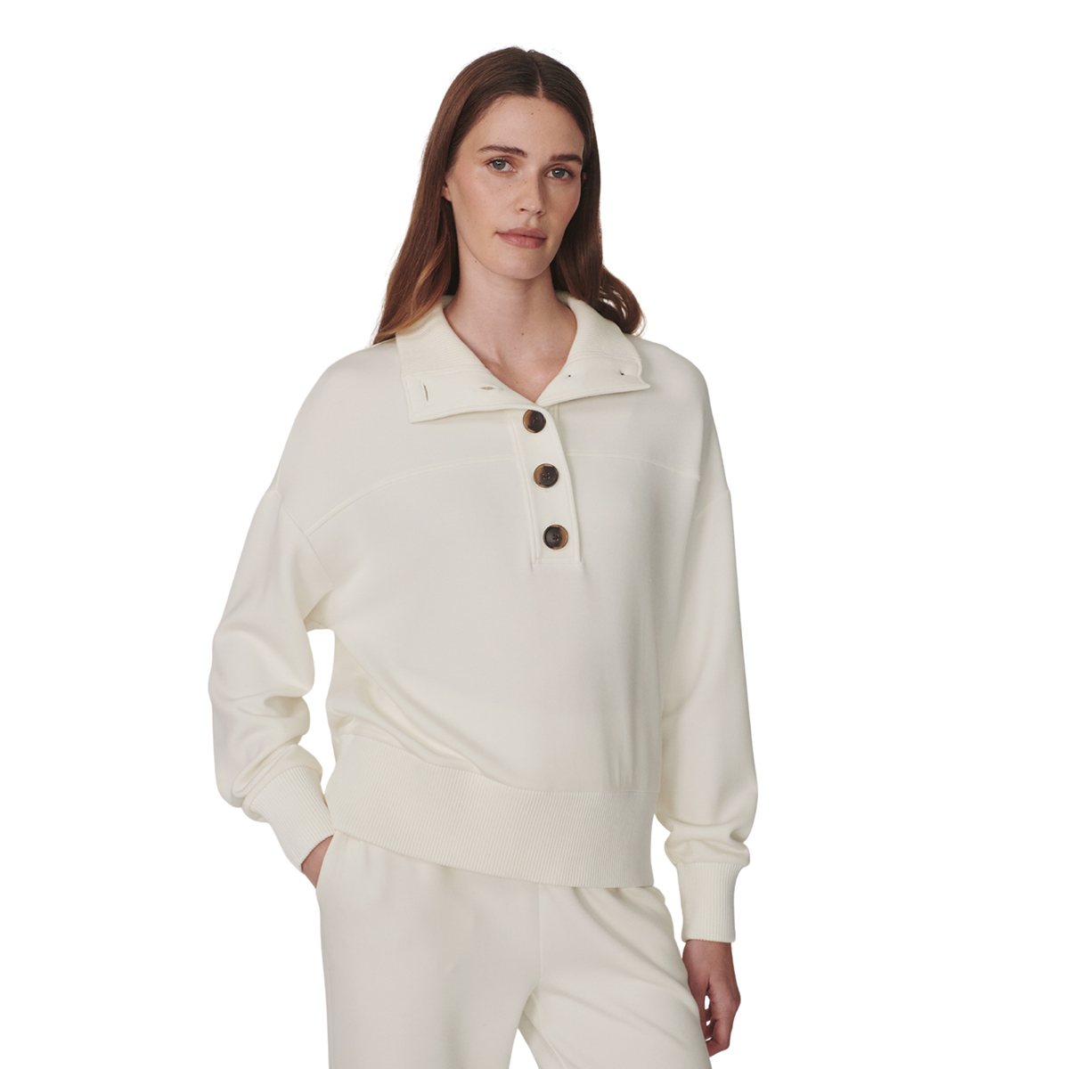Varley Womens Bronya Button Placket Sweat-Pristine