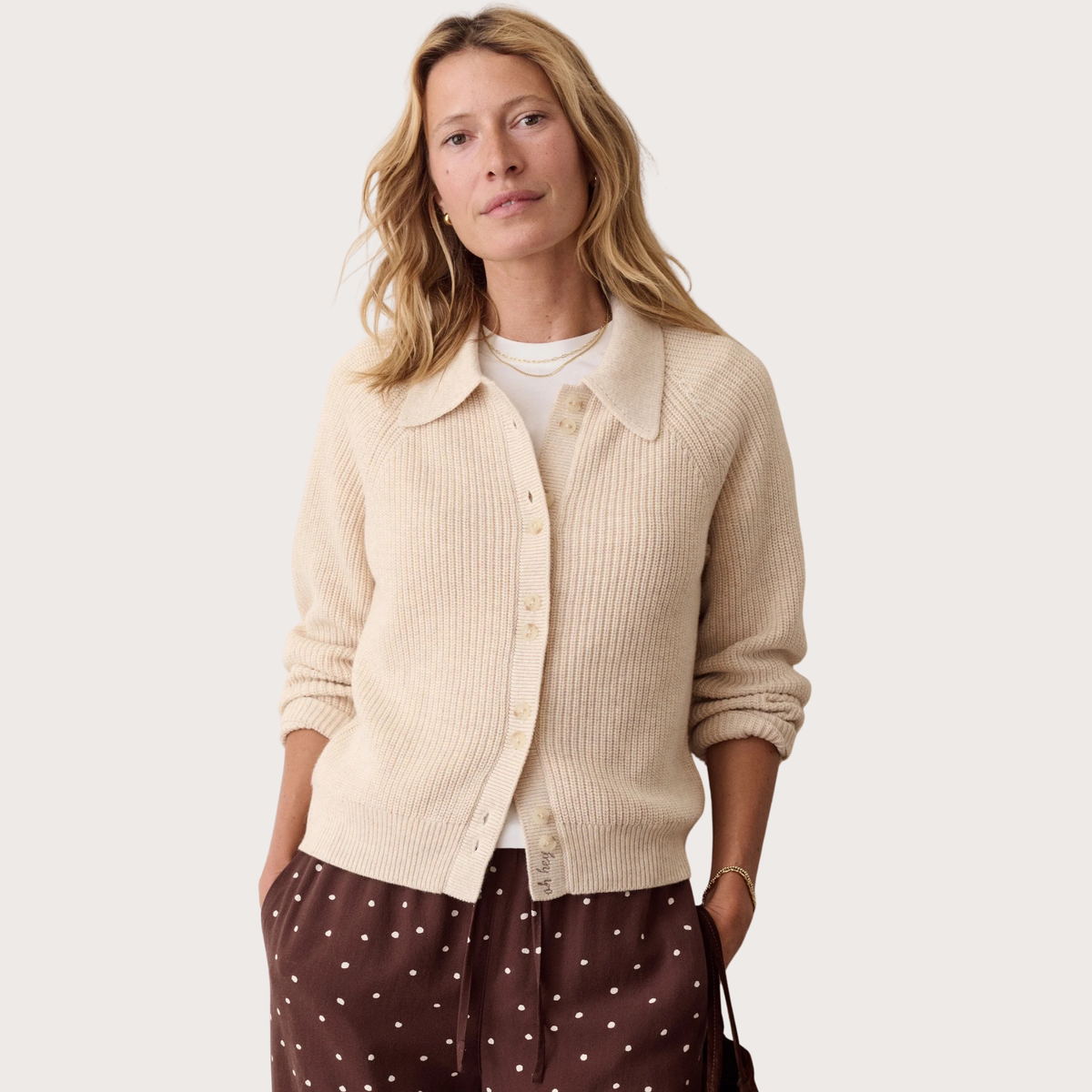 Marine Layer Womens Collared Robin Update in Oatmeal-Oatmeal