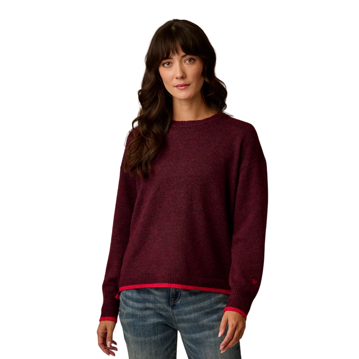 Carve Designs Womens Drue Fuzzy Sweater-Deep Rouge