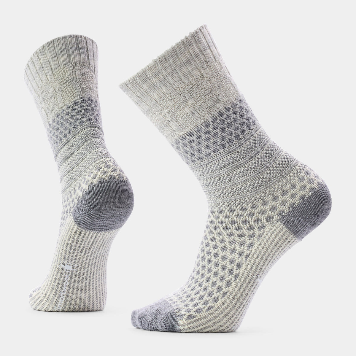 Smartwool Womens Everyday Popcorn Cable Crew Socks-Light Gray