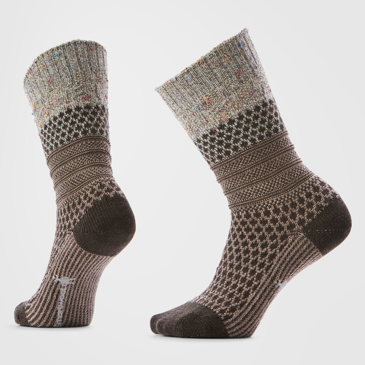 Smartwool Womens Everyday Popcorn Cable Crew Socks - Taupe-Natural Marl