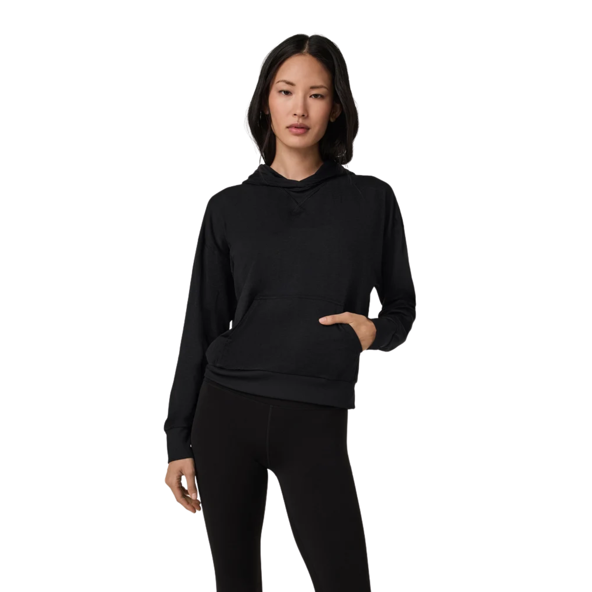 Vuori Womens Halo Modern Pullover Hoodie-Black Heather