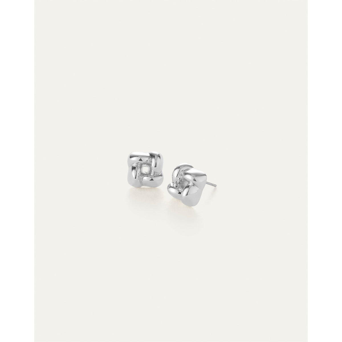 Jenny Bird Womens Mini Woven Square Earrings in High Polish Silver - Silver