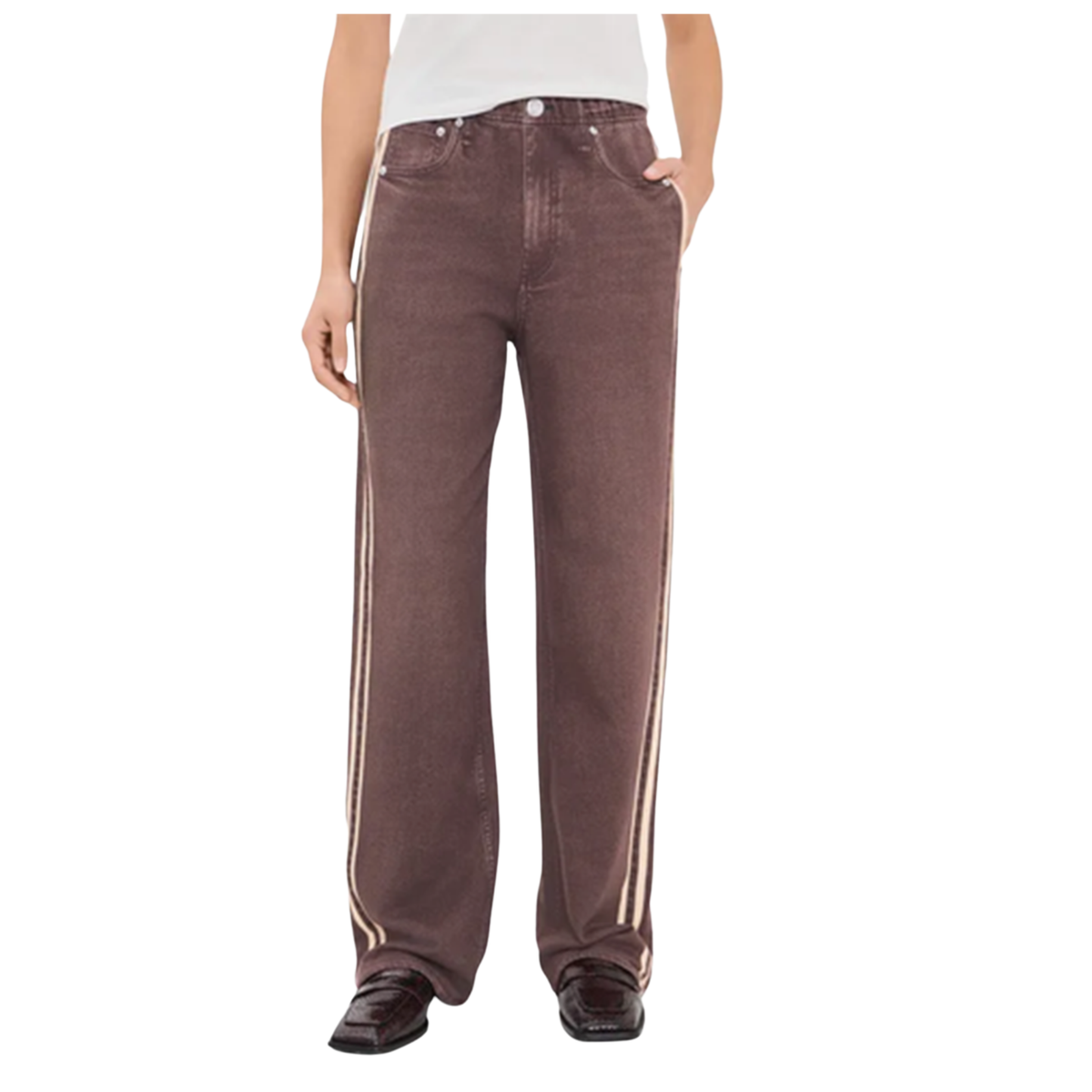 Rag And Bone Womens Miramar Terry Track Pant Pull On-Chocolate