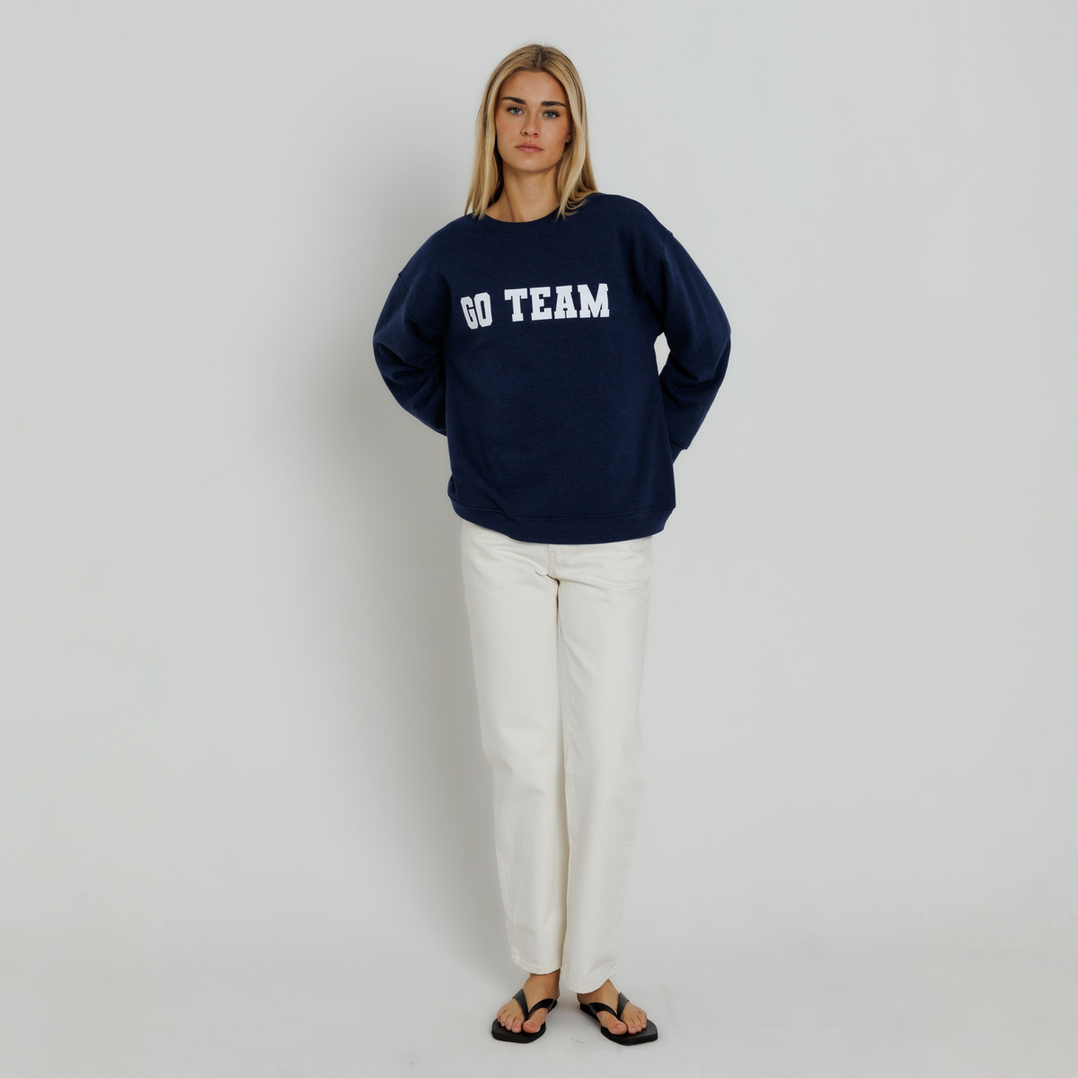Sunny Somewhere Womens Navy Go Team Oversized Crew - Navy