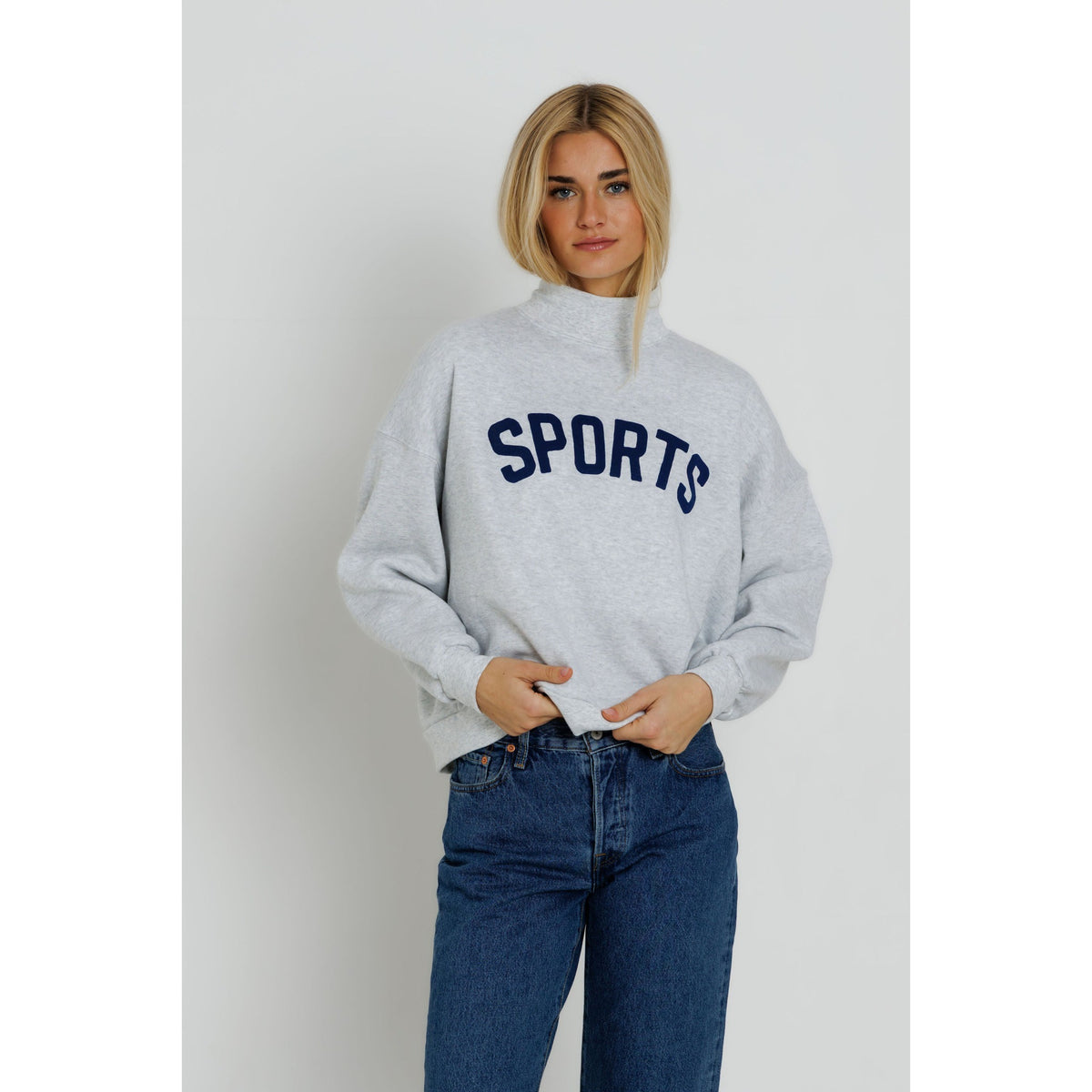 Sunny Somewhere Womens Navy Sports Mockneck