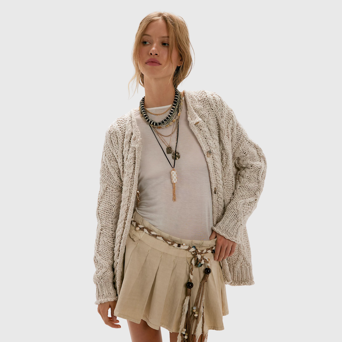 Free people Womens Opal Cardigan-Tea