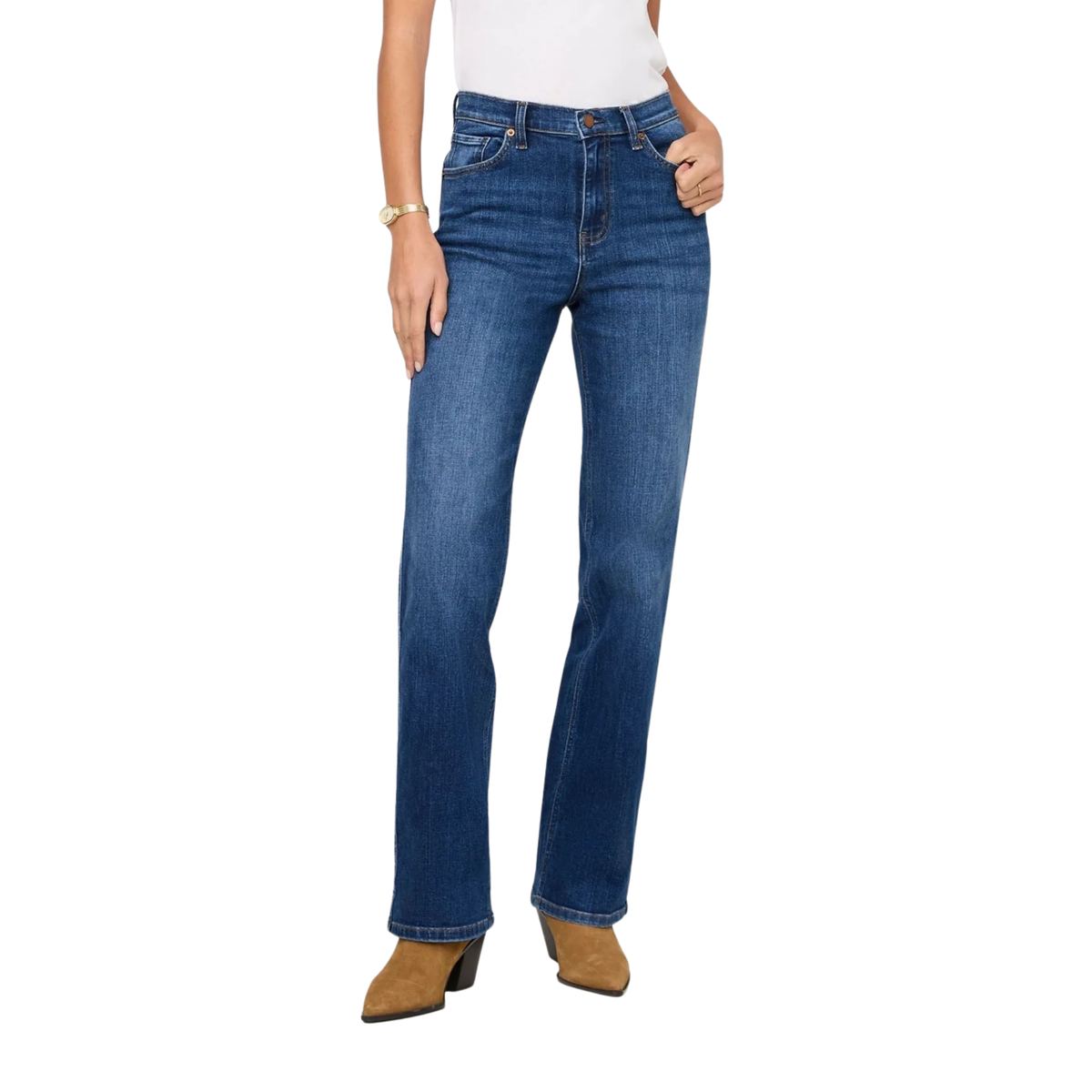 Duer Womens Performance Denim+ High Rise Straight-Blue Maize