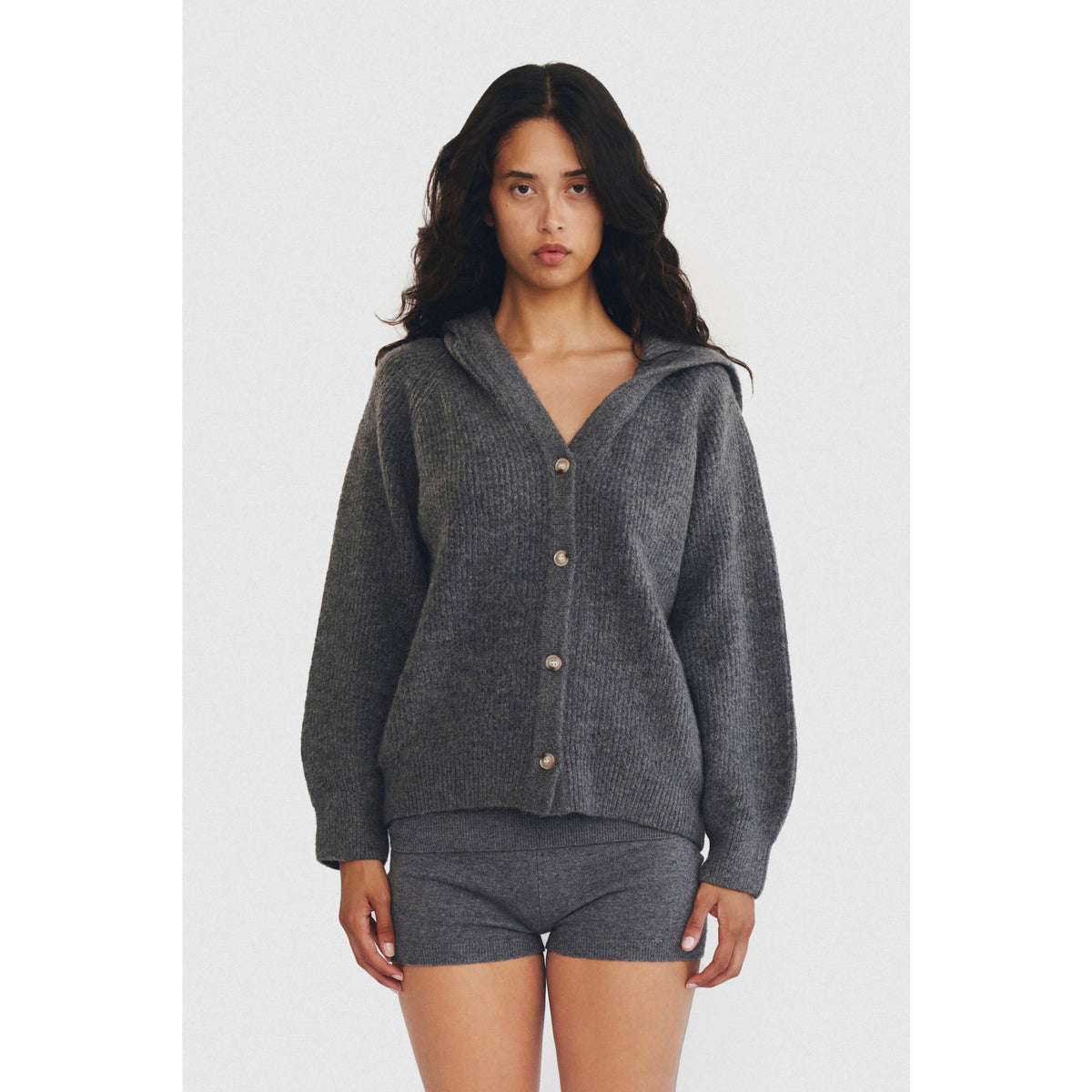 Find Me Now Womens Rael Cardigan-Heather Gray