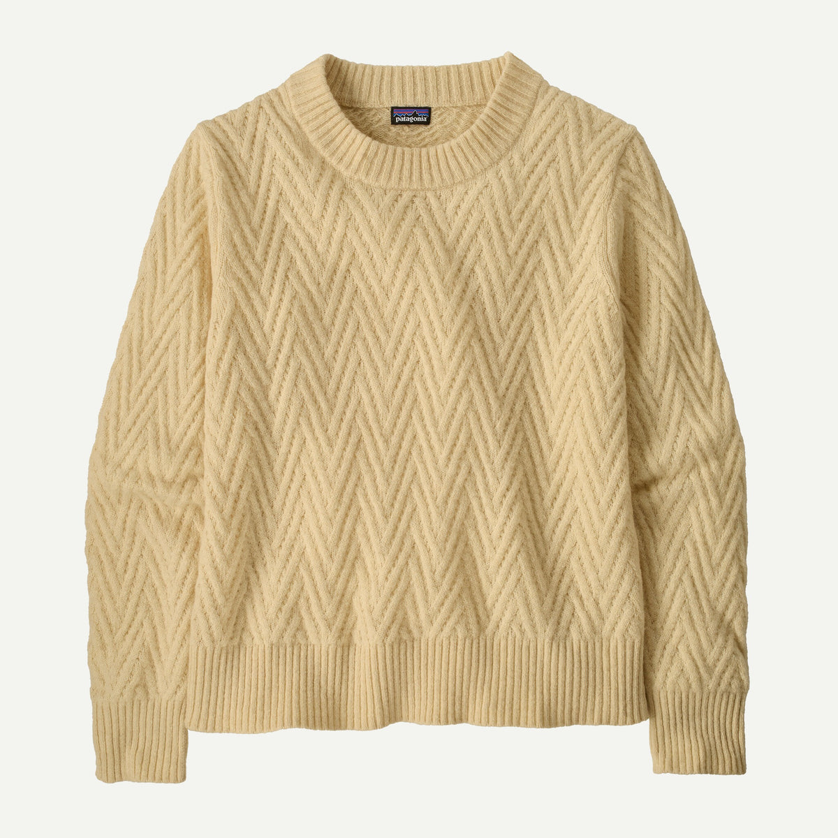 Patagonia Womens Recycled Wool Crewneck Sweater - CHDA_Chevron Cable: Dark Natural