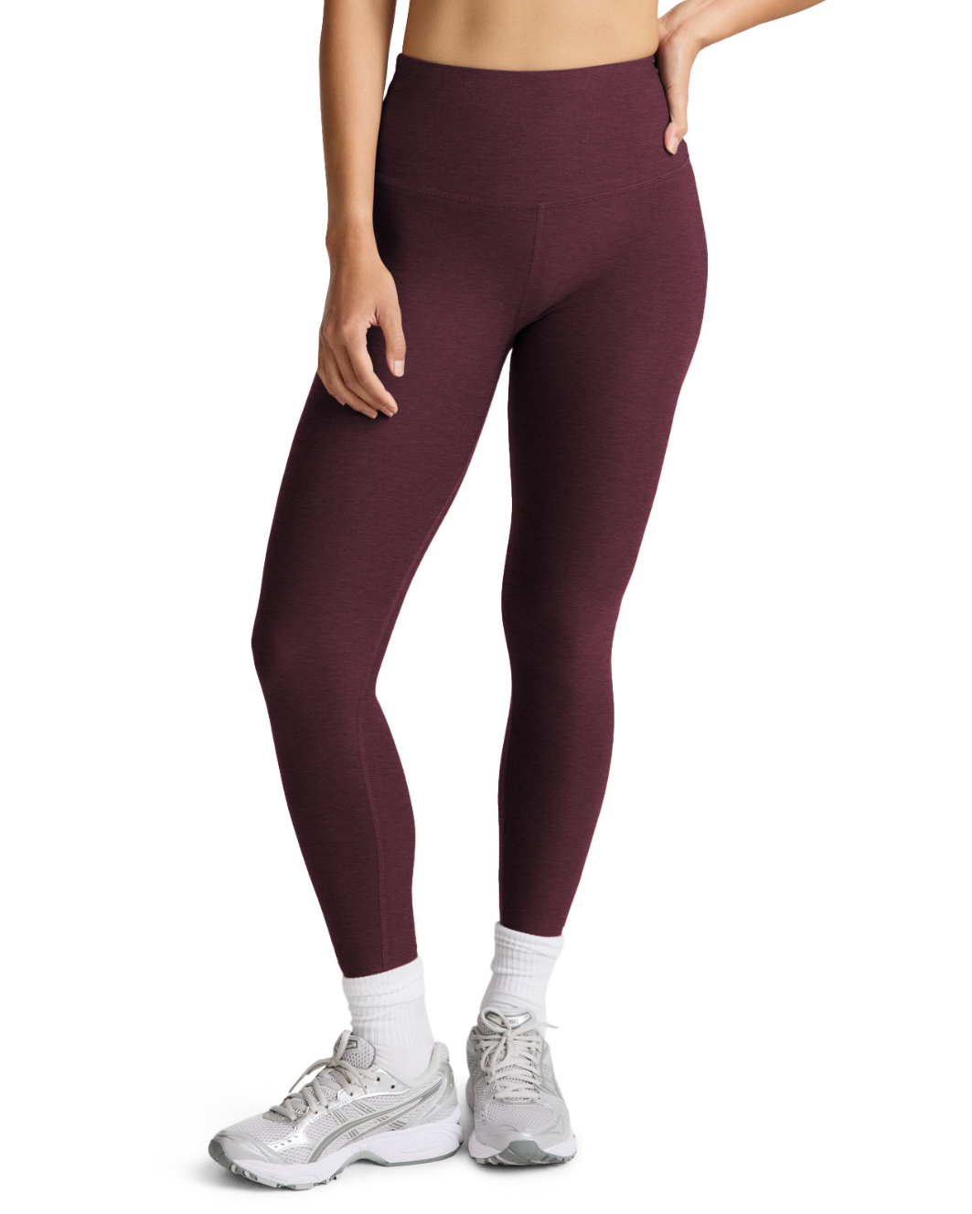 Beyond Yoga Womens Spacedye Caught in the Midi HW Legging- Cabernet heather by
