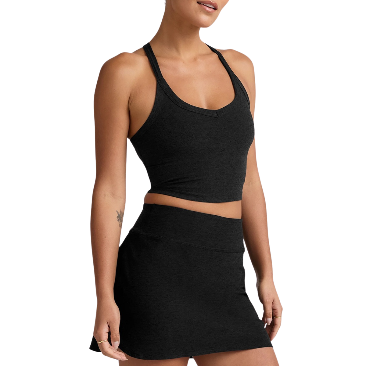 Beyond Yoga Womens Spacedye On The Up Cropped Tank-Darkest Night