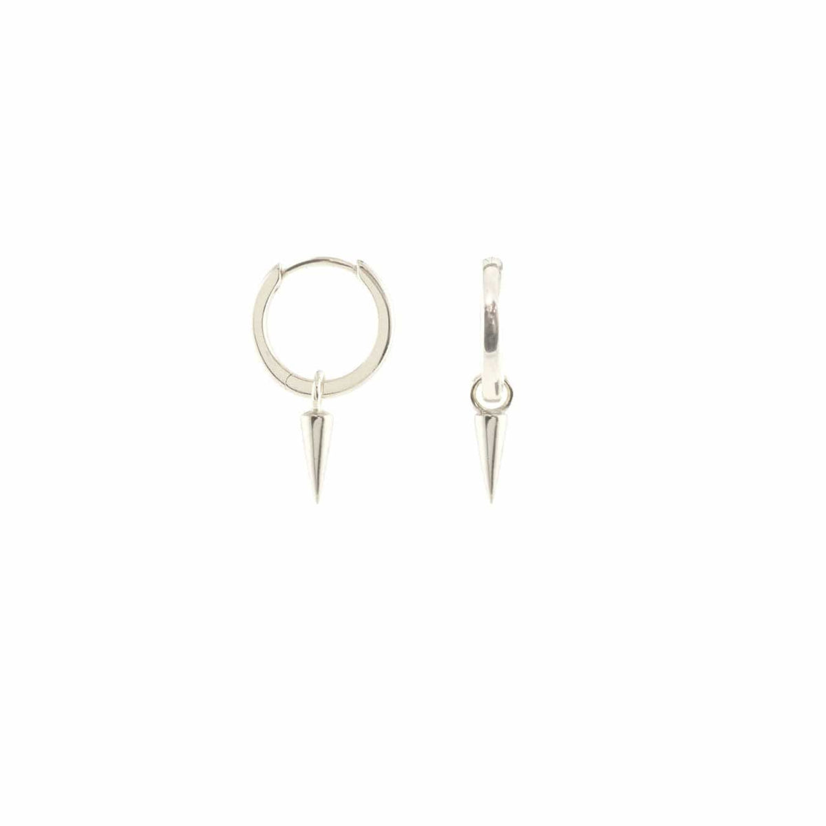 Kris Nations Womens Spike Huggie Hoop Earrings - Sterling Silver - Sterling Silver