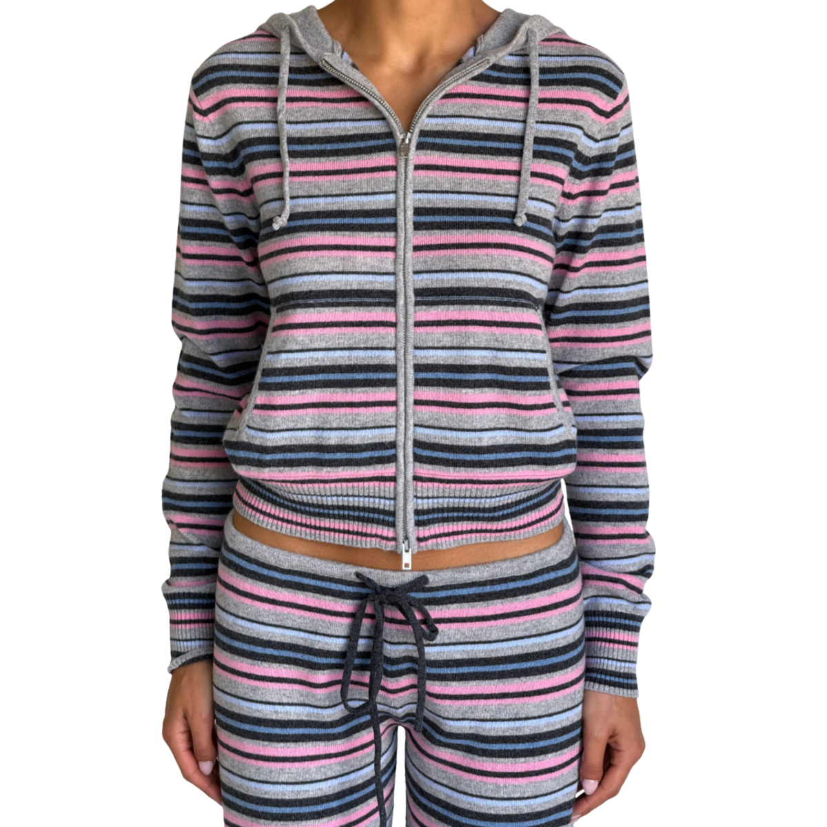 Frankies Bikinis Womens Topanga Cashmere Zip Up Hoodie-Rain Puddle
