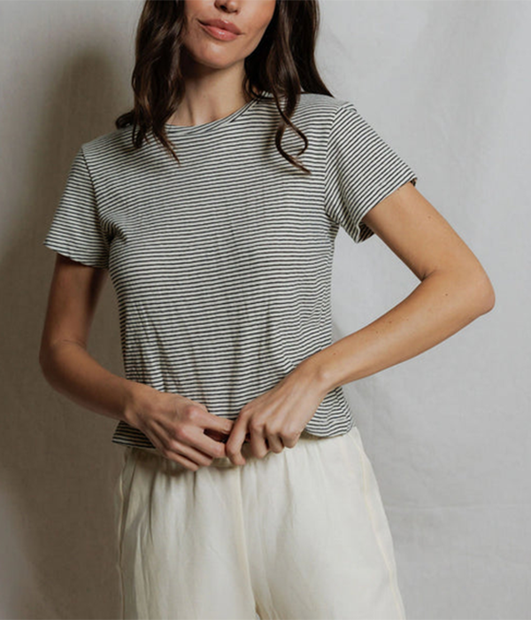 Womens Vivian Stripe Hemp Milk Cotton Tee