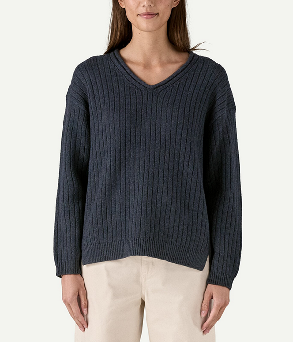 Womens Recycled Wool V-Neck Sweater