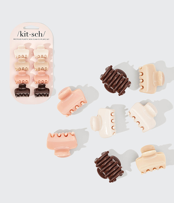 Recycled Plastic Mini Cloud Claw Clips 8pc Set Rosewood