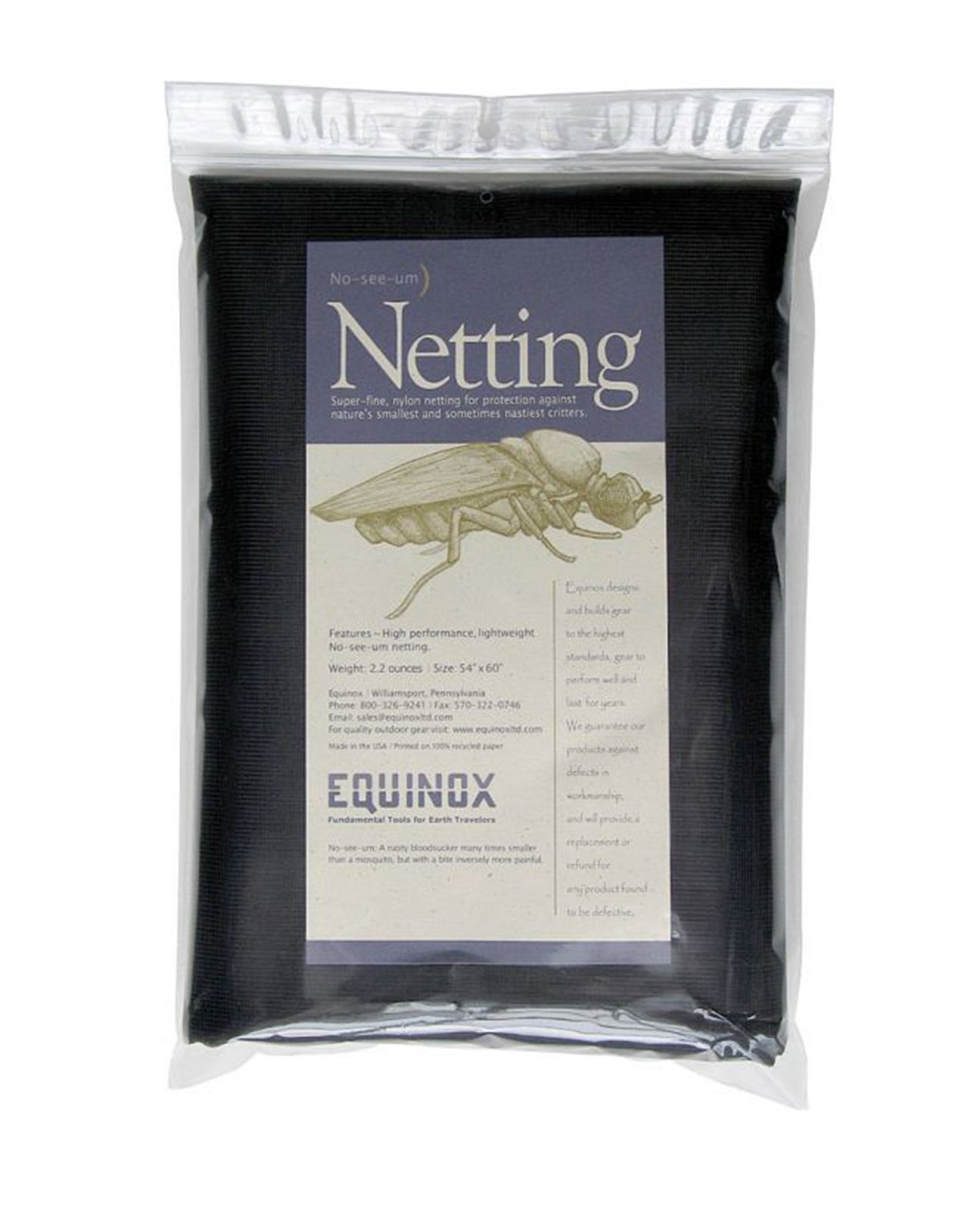 LIBERTY MOUNTAIN Packaged No-See-Um Mosquito Net - Black - One Size