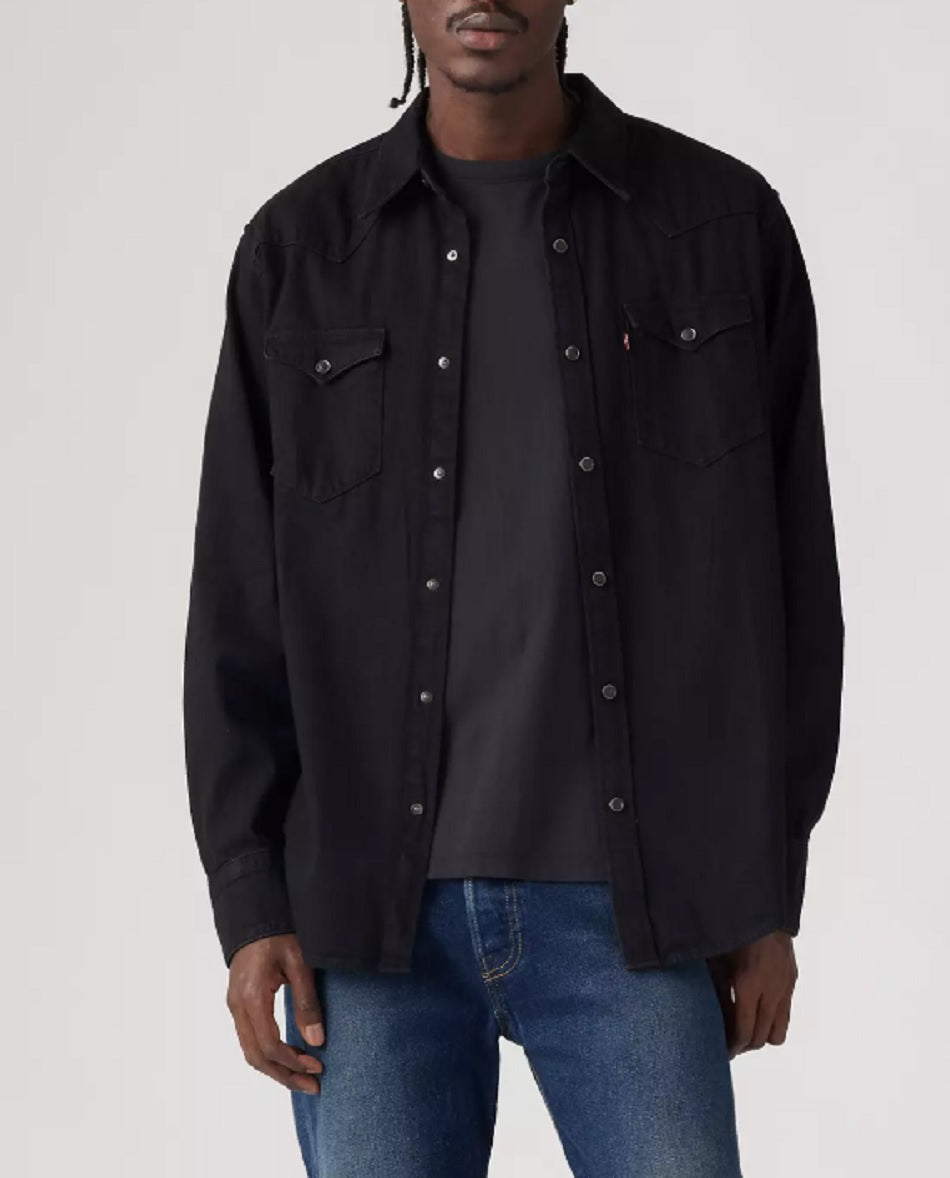 Mens Barstow Western Standard in Marble Black Denim Rinse