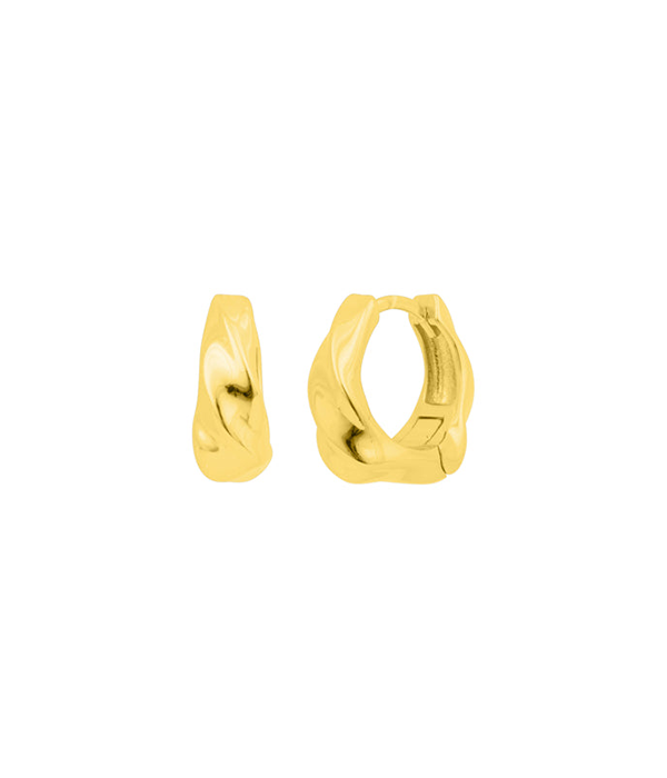 Womens Freya Twist Huggies in Gold