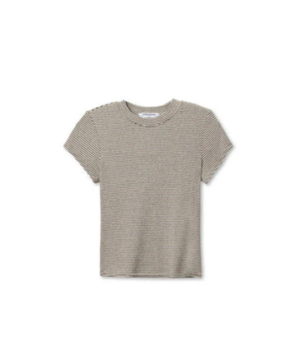 Womens Jude Luxe Stripe Rib Crewneck Short Sleeved Tee