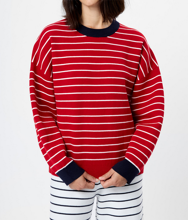 Womens Marley Knit Striped Crew Neck