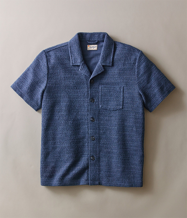 Mens Cam Jacquard Resort Shirt in Navy