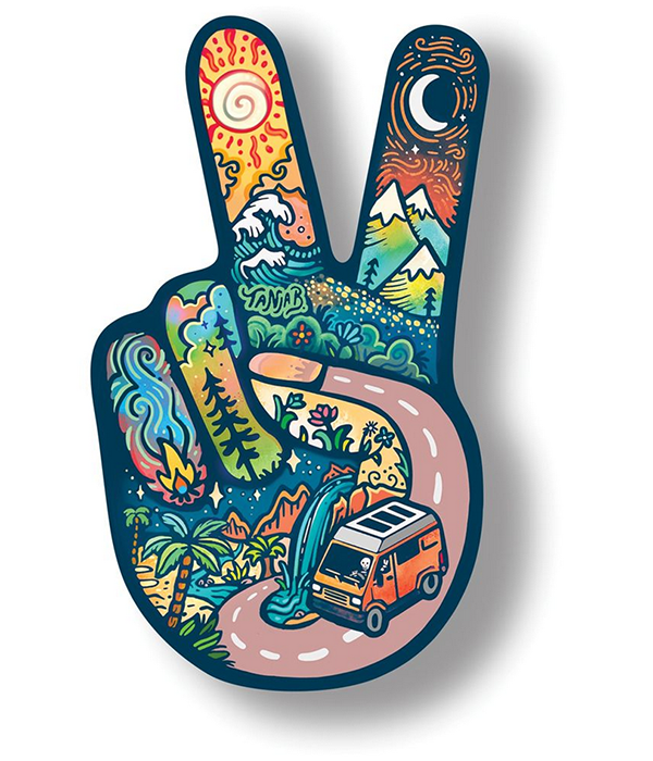 Sticker Art Peace Hands