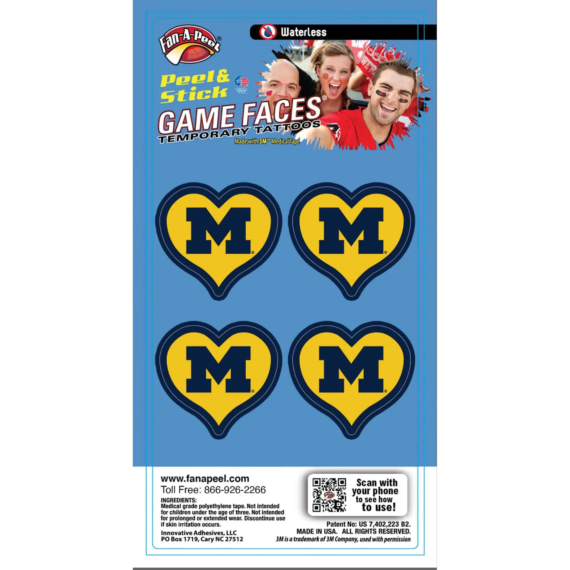 Michigan Game Faces Temporary Tattoos B