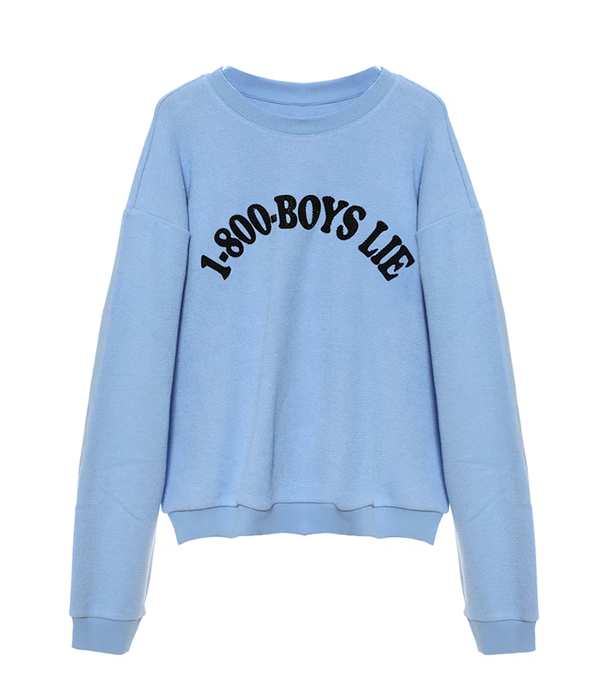Womens Blue 1-800 Revamped Kara Crewneck (Rhinestones)
