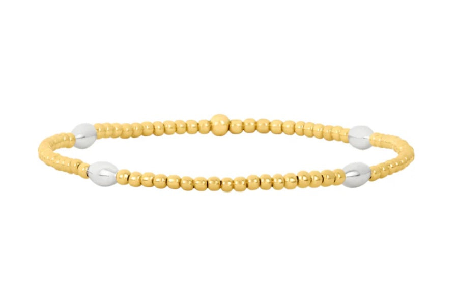 2mm Yellow Gold Filled Bracelet with Orzo Pattern 6.75in