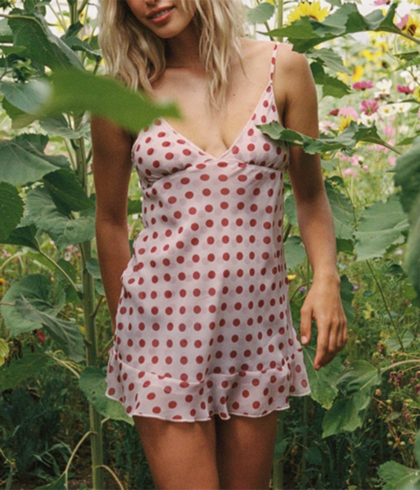 Womens Butterfly Dress in Pink Dot