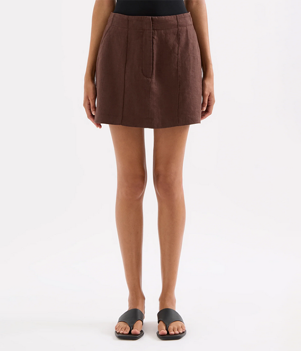 Womens Theo Linen Skirt