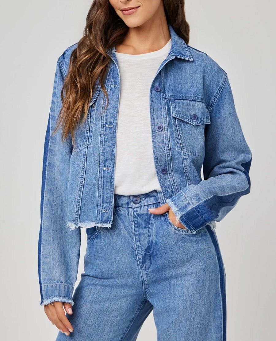 Womens Billie Tacked Sleeve Denim Jacket in Vintage Laguna Wash