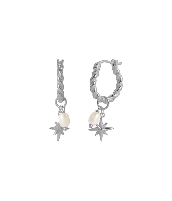 Womens Rumi Charm Huggies - Silver