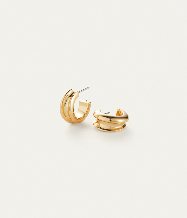 Womens Mini Lennon Hoops in High Polish Gold