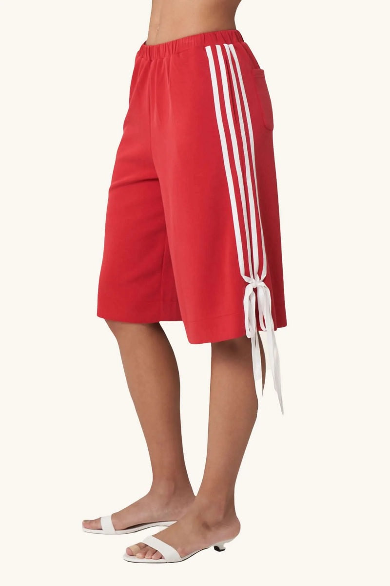 Womens Red Capri Pants with Bows