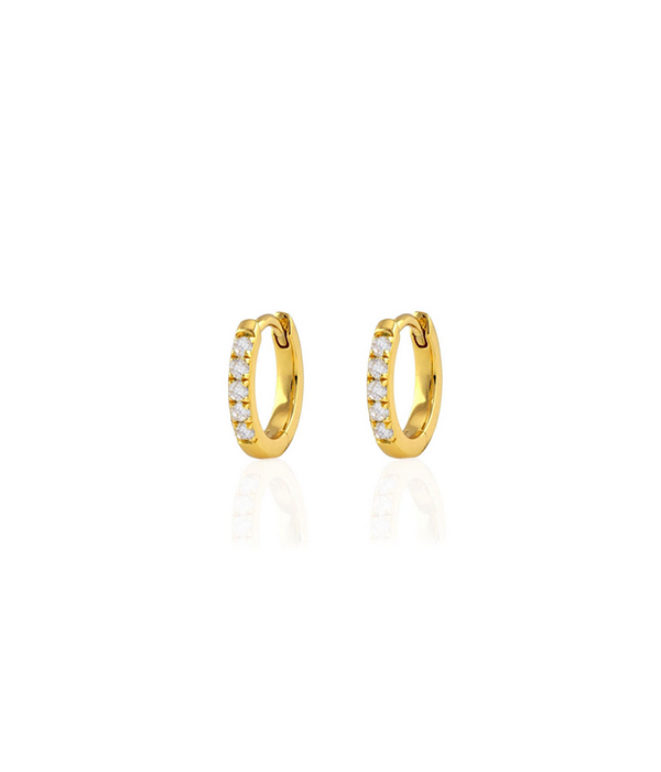 Crystal Huggie Hoop Earrings - 18k Gold Vermeil / Crystal
