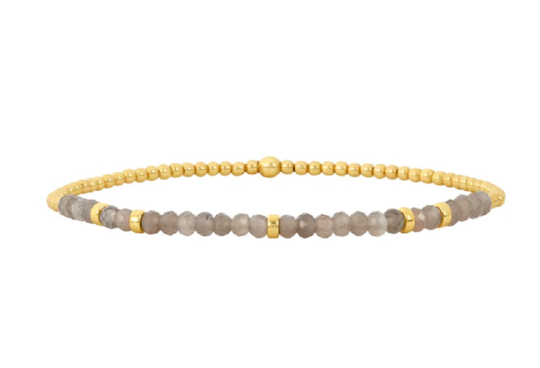 Womens 2mm Signature Bracelet with Chocolate Moonstone and Rondelles - 6.5