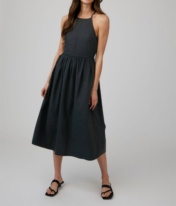 Womens Fitted Midi Halter Dress