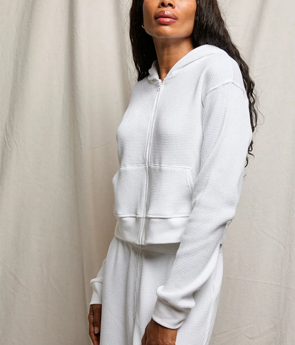 Womens Inez Waffle Zip Hoodie