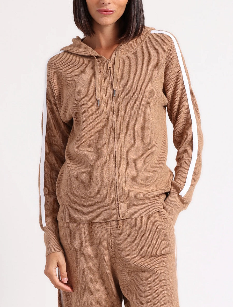 Womens Cotton Cashmere Baby Shaker Hoodie with Tipping