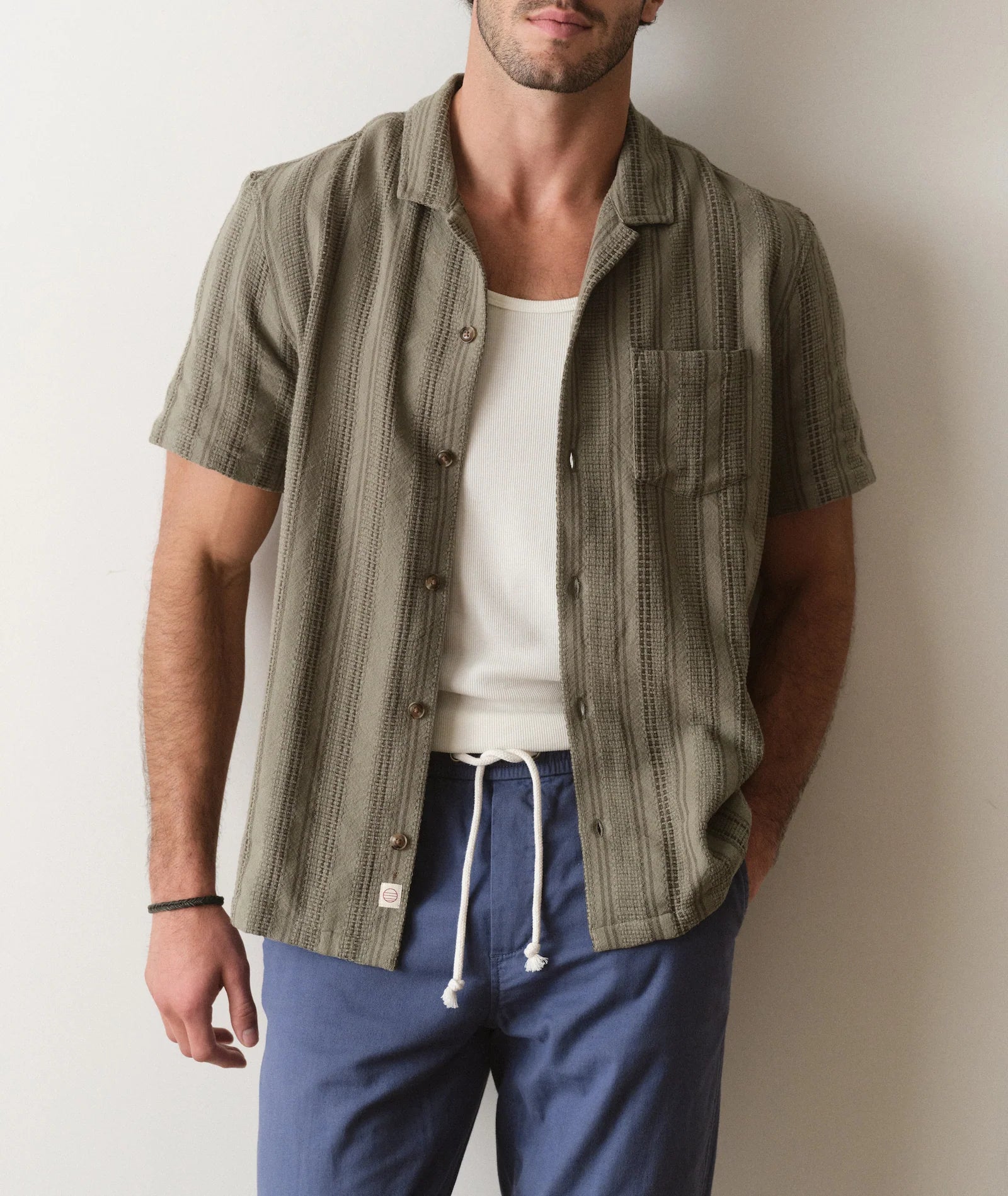 Mens Dobby Resort Shirt in Olive