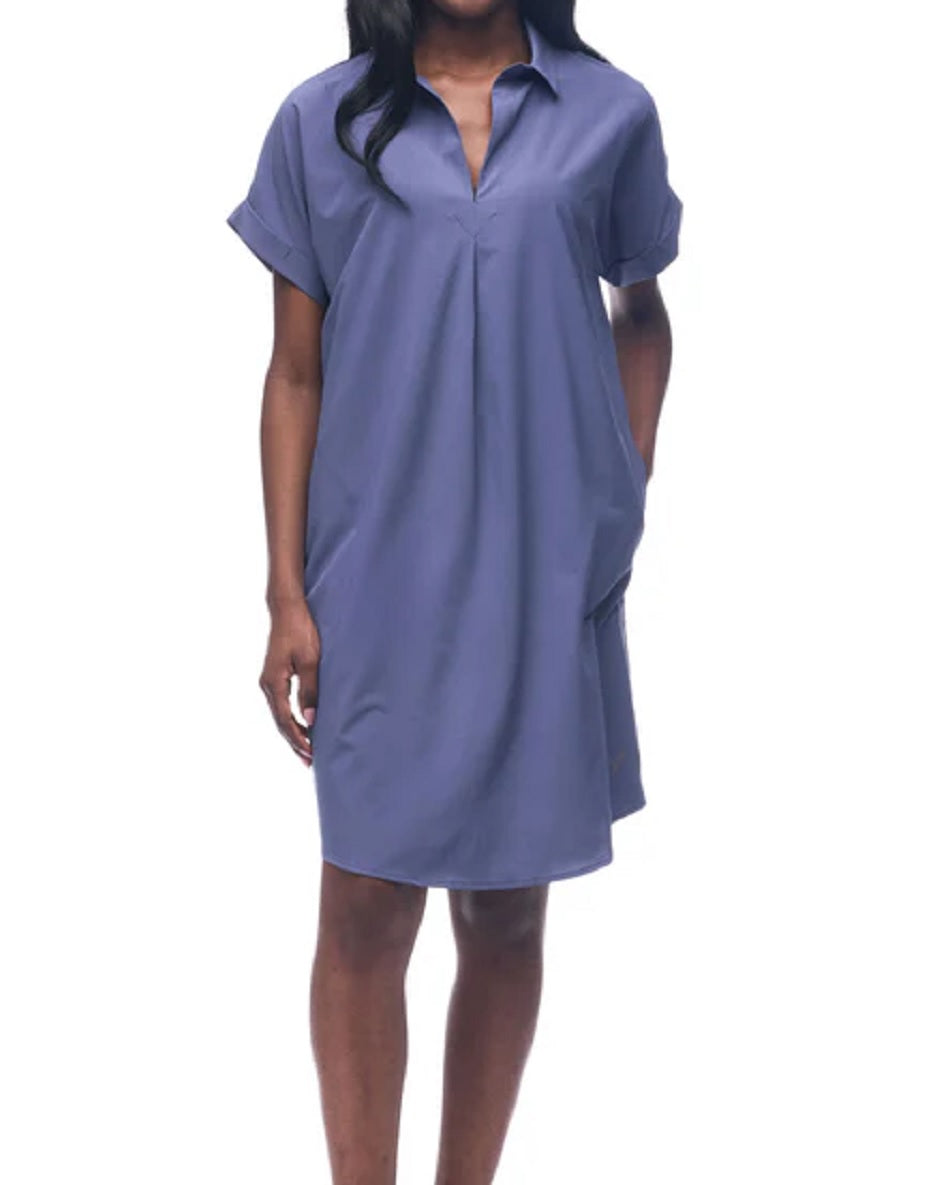 Womens Frivol Knee Length Short Sleeve Shirt Dress S25