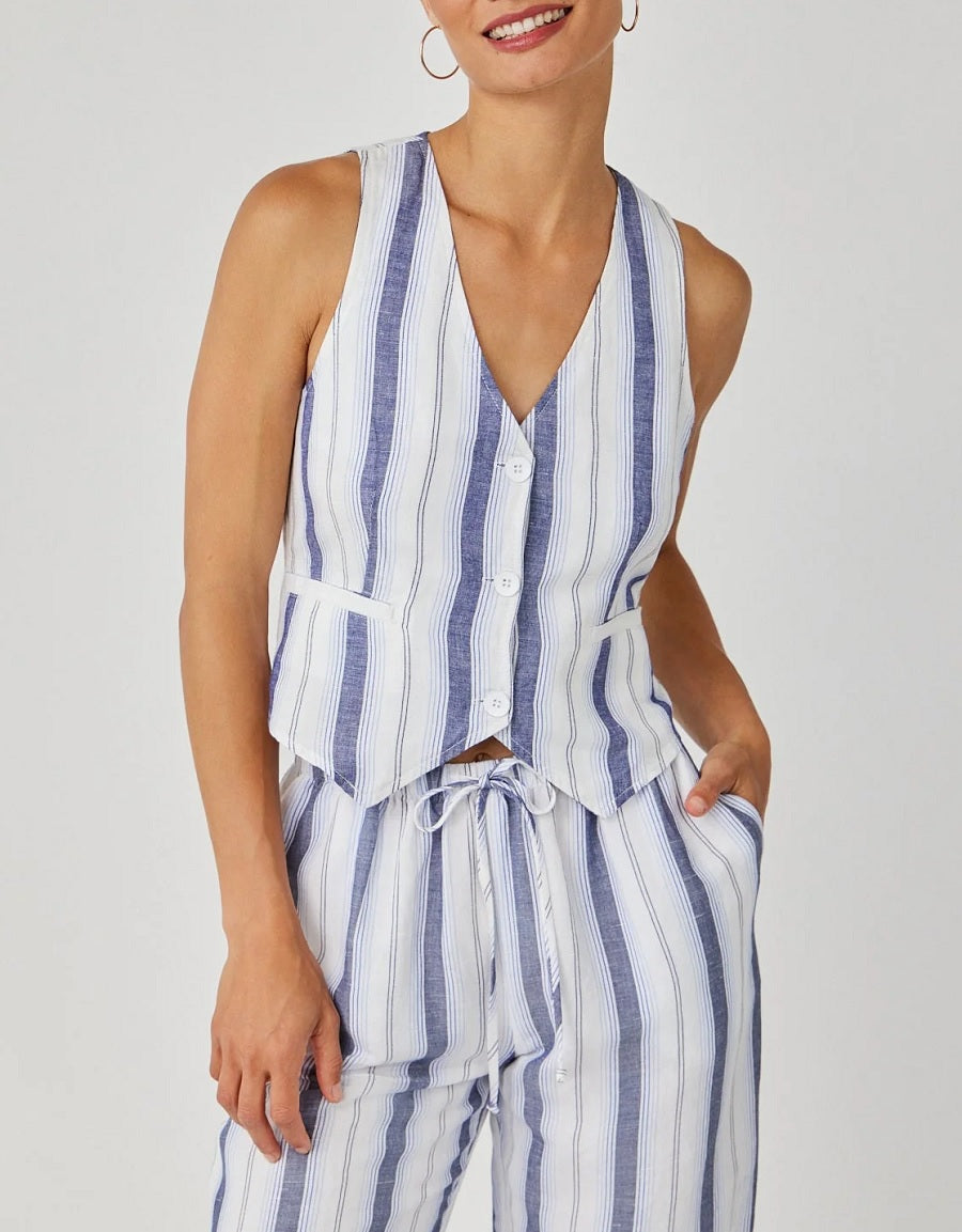 Womens Cinch Back Vest in Coastal Ombre Stripe